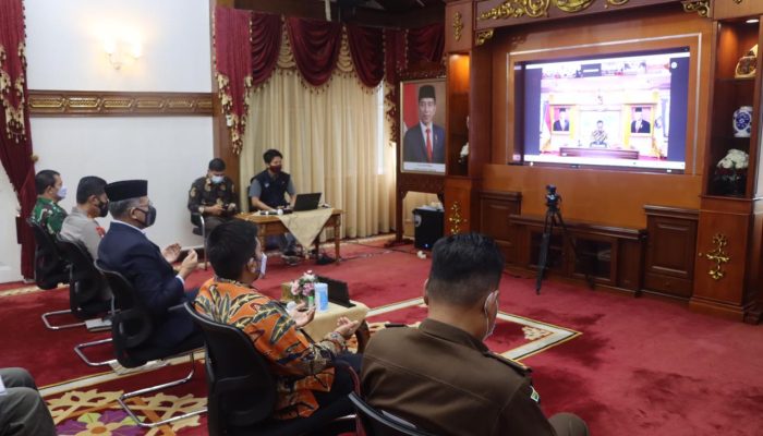 Unsur Forkopimda Aceh Dengar Arahan Mendagri Dalam Rakor Penanganan Covid-19