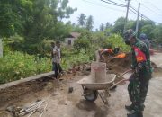 Serda Yudi, Bantu warga perbaiki tanggul penahan badan jalan