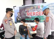 Bertugas Di Hari Pertama, Kapolres Aceh Tengah Langsung Turun Ke Lapangan Tinjau Vaksinasi Merdeka