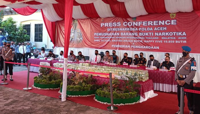 Polda Aceh Musnahkan 357,9 Kg Sabu dan Ratusan Ribu Pil Ekstasi