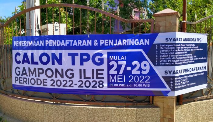 Pendaftaran Bakal Calon Anggota Tuha Puet Gampong Ilie Periode 2022-2028