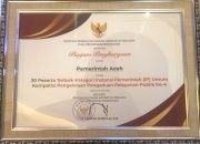 Pemerintah Aceh Raih Piala Anggakara Birawa sebagai Terbaik Pengelolaan Pengaduan Palayanan Publik