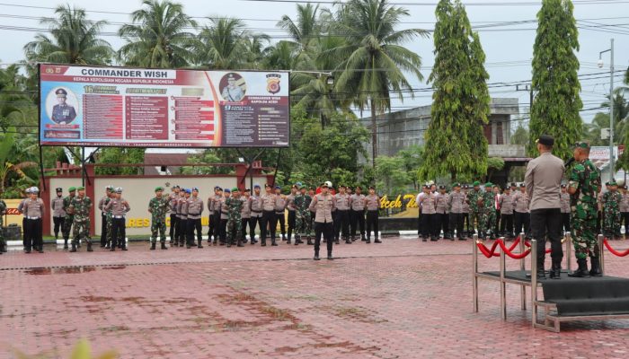 Apel Gabungan TNI-Polri di Polres Aceh Timur Dalam Rangka Sinergitas