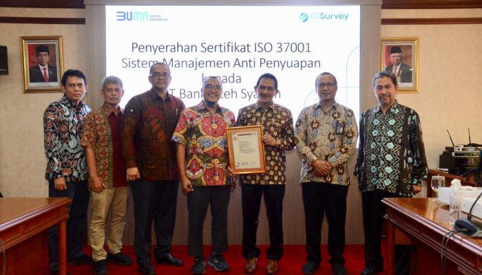 Bank Aceh Raih Sertifikasi SNI ISO 37001 Sistem Manajemen Anti Penyuapan