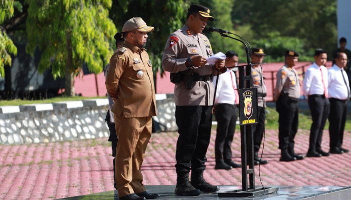 Pj Bupati Aceh Besar Hadiri Apel Gelar Pasukan Operasi Ketupat Seulawah 2023