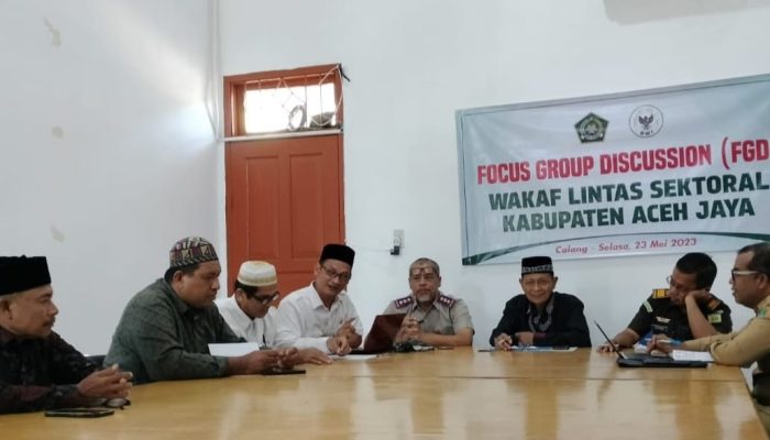 Gandeng BWI, Kemenag Aceh Jaya Selenggarakan FGD Wakaf Lintas Sektoral
