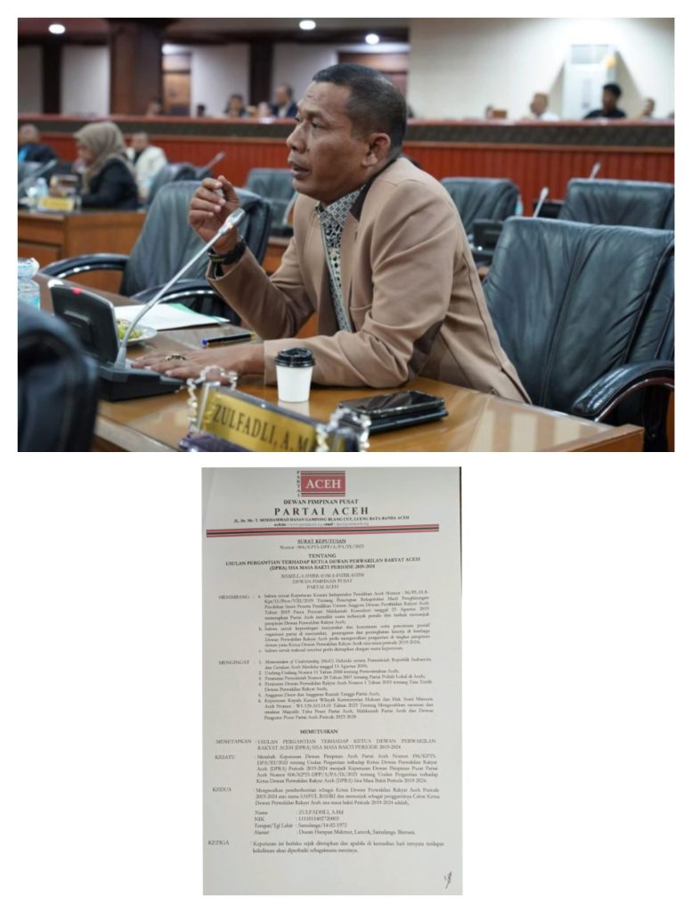 Mualem Tunjuk Zulfadli Sebagai Ketua DPRA Gantikan Saiful Bahri