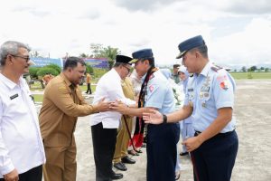 Wakili Pj Bupati, Sekda Sambut Kedatangan Pangkoopsud I TNI AU di Lanud SIM