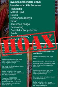 Polisi Pastikan Pesan WhatsApp Terkait Jadwal dan Lokasi Razia STNK Hoaxs