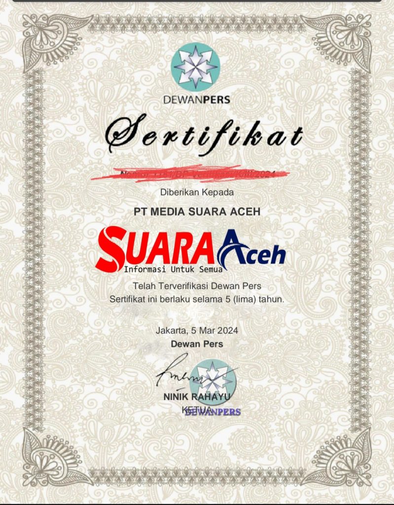 Suara Aceh Resmi Terverifikasi Dewan Pers