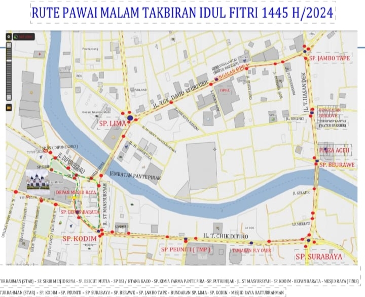 Pawai Takbir Keliling Idul Fitri 1445 H di Banda Aceh, Ini Rutenya