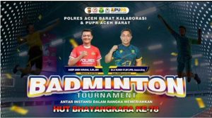 Polres Aceh Barat dan Dinas PUPR Gelar Kejuaraan Bulutangkis untuk Memperingati HUT Bhayangkara ke-78
