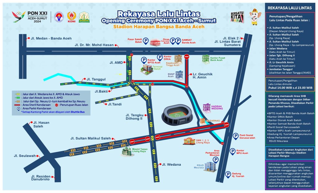 Bakal Ada Rekayasa Lalin saat Opening Ceremony PON Aceh-Sumut