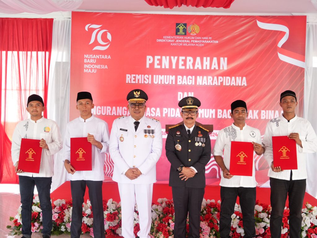 Kantor Wilayah Kemenkumham Aceh Gelar Penyerahan Remisi Umum untuk Narapidana dalam Rangka HUT RI ke-79