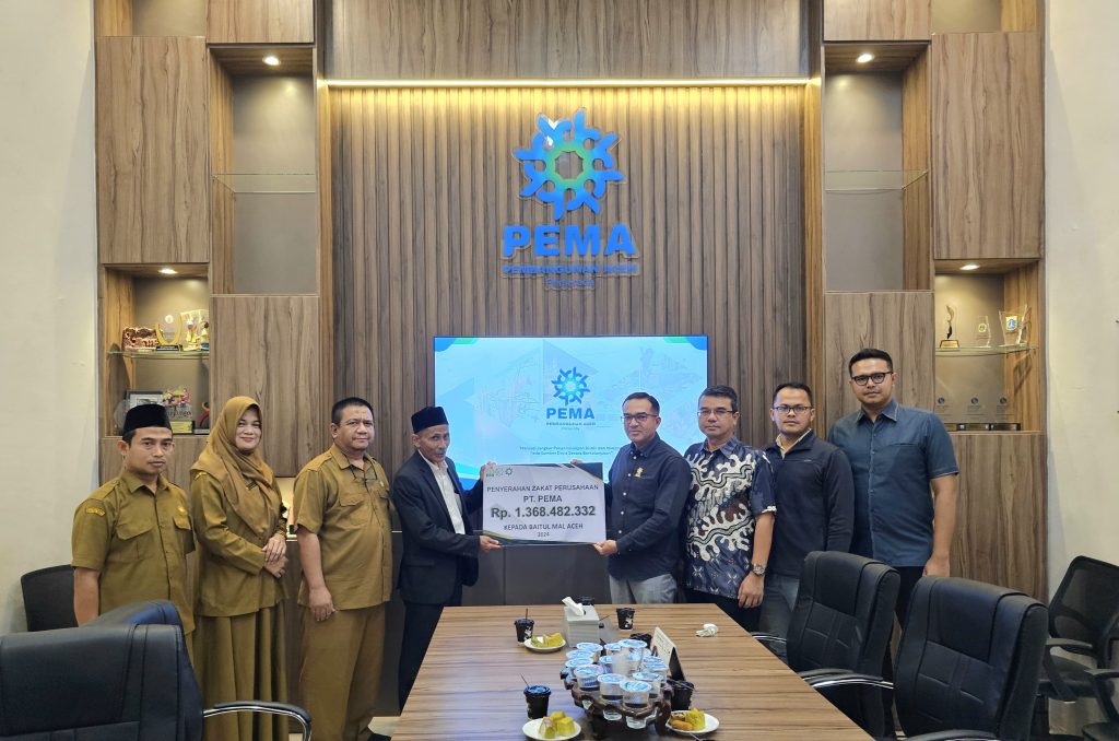 PT PEMA Salurkan Zakat Usaha Rp. 1,3 Milyar, Melalui Baitul Mal Aceh