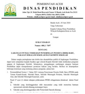 Dinas Pendidikan Aceh Larang Pungli dalam Penerimaan Peserta Didik Baru