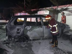 Toyota Avanza Ludes Terbakar di SPBU Indrapuri