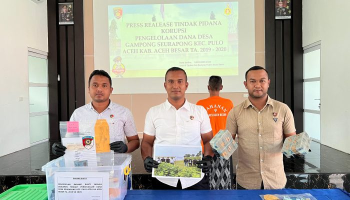 Sat Reskrim Polres Aceh Besar Gelar Press Release Kasus Tindak Pidana Korupsi Dana Desa