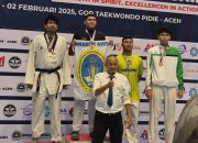M. Syauqi Al Farabby Sabet Emas di Taekwondo Aceh Students Championship 2025