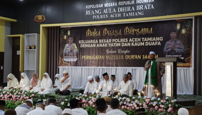 Peringati Nuzulul Qur’an, Polres Aceh Tamiang Gelar Buka Puasa Bersama Anak Yatim dan Dhuafa