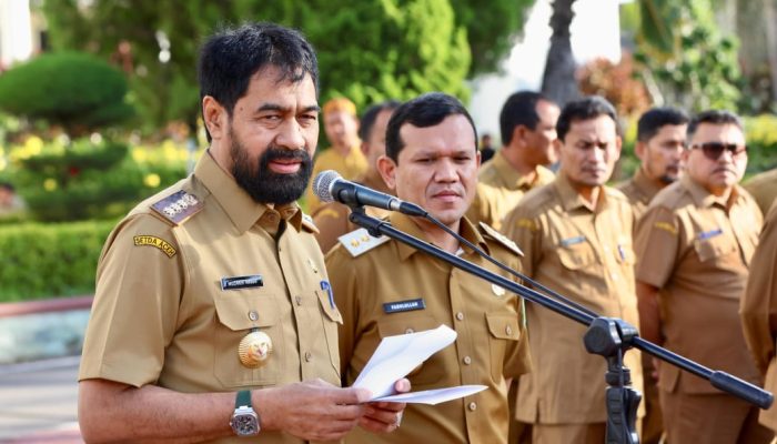 Gubernur Aceh Pimpin Apel Pagi Pasca Idul Fitri, Ajak Pegawai Disiplin Kerja