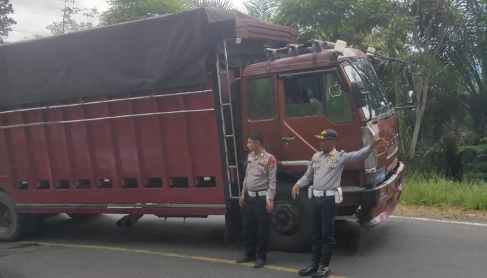 Personel Sat Lantas Polres Aceh Besar Gerak Cepat Tangani Laka Lantas Di Lembah Seulawah