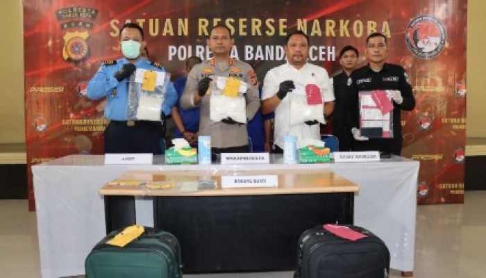 Dalam Lima Hari, Polresta Banda Aceh dan Avsec Gagalkan Penyelundupan 5 Kg Sabu di Bandara SIM