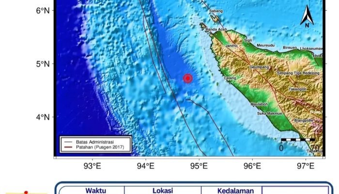 Gempa Magnitudo 4,4 Guncang Laut Calang Aceh Jaya, BMKG Pastikan Tak Berpotensi Tsunami
