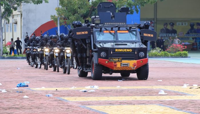 Polda Aceh Simulasikan Sispamkota, Tegaskan Pelayanan Humanis Jelang May Day 2026