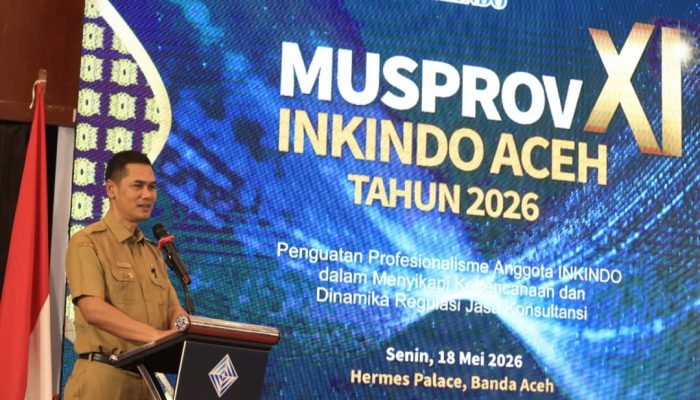 Sekda Aceh Buka MUSPROV XI INKINDO Aceh 2026, Dorong Konsultan Profesional Hadapi Tantangan Kebencanaan
