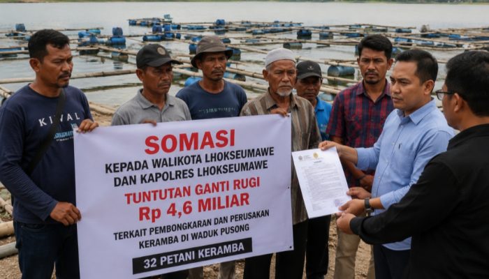 Puluhan Petani Keramba Somasi Wali Kota dan Kapolres Lhokseumawe, Tuntut Ganti Rugi Rp4,6 Miliar