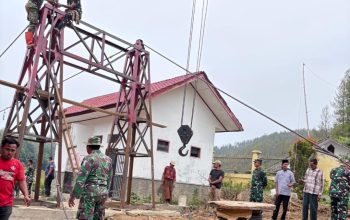 TNI Bangun Jembatan Gantung di Dabun Gelang, Ditargetkan Rampung Sebelum HUT ke-81 RI