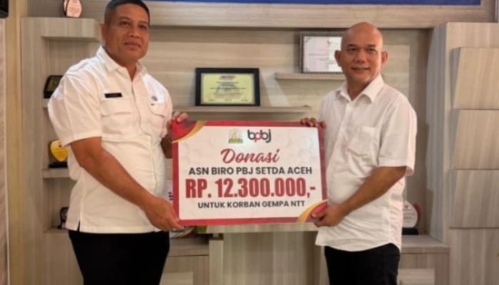 Biro PBJ Setda Aceh Salurkan Donasi Rp12,3 Juta untuk Korban Gempa NTT