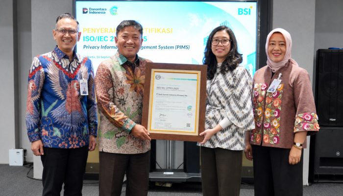 Utamakan Privasi Nasabah, BSI Raih Pengakuan Global Lewat Sertifikasi ISO 27701:2025