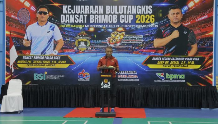 Wakapolda Aceh Buka Turnamen Bulutangkis Dansatbrimob Cup 2026